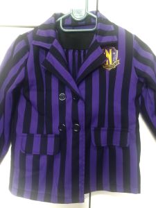 Kids Costumes to Hire - WEDNESDAY ADDAMS - Black & Purple blazer & skirt - GIRL